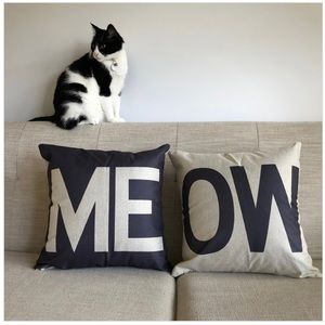 MEOW Throw Pillow Covers